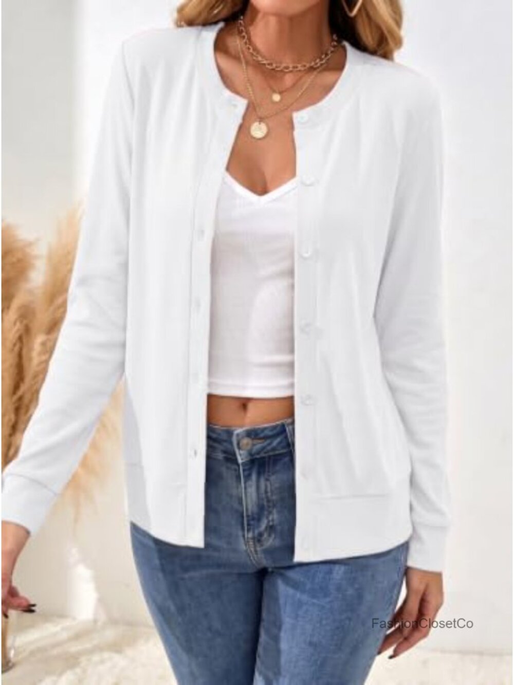 Womens Long Sleeve Button Down Cardigan Soft Knit Lightweight - Picture 5 of 6
